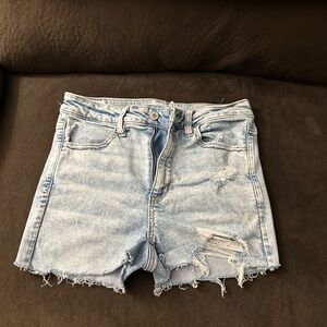 American Eagle Distressed Light Blue Denim Shorts